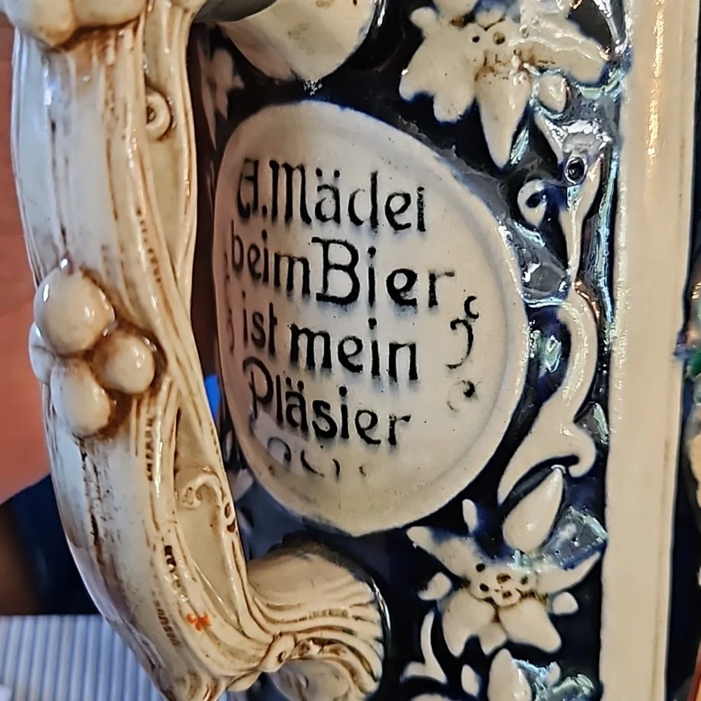 GERZ 3D German Ceramic Lidded Beer Stein Mug Cup